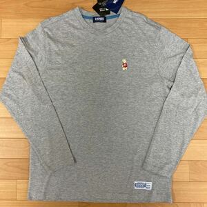 L ヴァンスポーツ VANSPORTS新品 長袖Tシャツ ロンT トップス カットソー 灰色 クマ メンズ 紳士 アウトドア スポーツ ゴルフウェア golf 