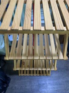 木製 天然木　ラック　4段　折り畳み式　ガーデニング　ベランダ　アウトドア