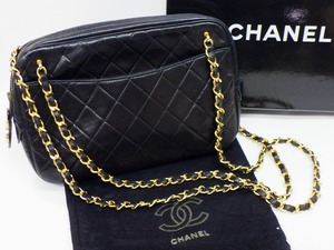 シャネル マトラッセ チェーンショルダーバッグ 肩掛け ブラック ラムスキン レディース CHANEL