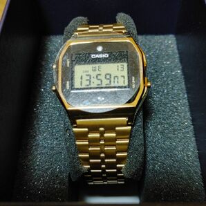 「未使用」CASIO　A159WGED-1DF　天然ダイヤモンド　リミテッド　チープカシオ　ゴールド