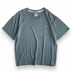 00's NIKE ナイキ 刺繍 ロゴ 半袖 Tシャツ トップス カットソー 丸首 L ブルー系 VINTAGE ヴィンテージ　ワンポイント　LOGO スウォッシュ