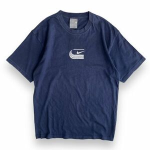 00's 国内正規品 NIKE ナイキ ロゴ 半袖 Tシャツ トップス カットソー 丸首 L ネイビー VINTAGE ヴィンテージ LOGO スウォッシュ