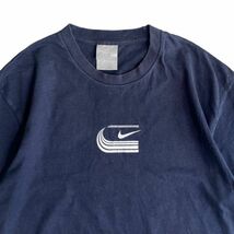 00's 国内正規品 NIKE ナイキ ロゴ 半袖 Tシャツ トップス カットソー 丸首 L ネイビー VINTAGE ヴィンテージ LOGO スウォッシュ_画像2