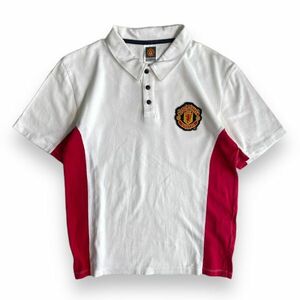国内正規品 公式 Manchester United マンチェスター ユナイテッド 刺繍 ロゴ ポロシャツ サッカー S ホワイト　マンU プレミアリーグ