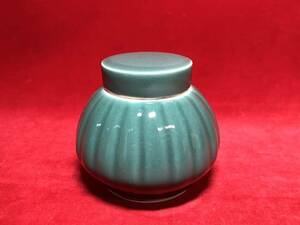 骨董 京焼 平安春峰 青緑釉 菊花式 茶壺 現状品 茶心壺 茶入 茶筒 井上春峰 煎茶 煎茶道具 茶道 古美術