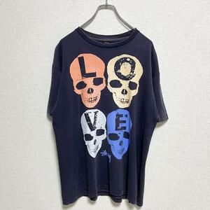 00’s stussy LOVE HATE SKULL LOVEスカル Tシャツ