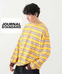 ★JOURNAL STANDARD★ジャーナルスタンダード★マルチストライプワイドロングスリーブTシャツ★ロンＴ★カットソー★長袖★イエロー★黄色