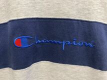 ★USA製★Champion★チャンピオン★半袖Tシャツ★カットソー★刺繍ロゴ★ビッグロゴ★綿100%★トップス★ツートン★グレー×紺★Lサイズ★_画像6