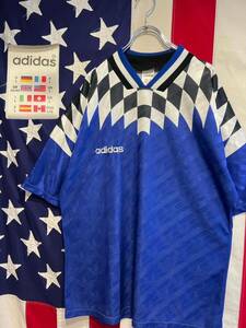 ★90s★英国製★イングランド製★adidas★アディダス★ドイツ★FC Ensdorf★ゲームシャツ★ユニフォーム★半袖★Lサイズ★ヴィンテージ★