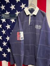 ★90s★RL-93★Polo by Ralph Lauren★ポロラルフローレン★ラガーシャツ★ロゴパッチ★長袖★ネイビー★茄子紺★Lサイズ★ヴィンテージ★_画像1