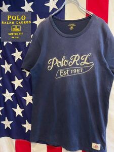 ★シングルステッチ★POLO RALPH LAUREN★ポロラルフローレン★半袖Tシャツ★カットソー★刺繍ロゴ★ビッグロゴ★ネイビー★紺★Mサイズ★