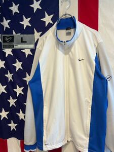 *NIKE BASEBALL* Nike * Baseball * jersey * jersey * side .*DRI-FIT* embroidery Logo *sushu* white × blue × gray *L size 