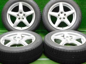 中古 ホイールタイヤ 4本 195/60R16 2019年製 5.5分山 ヴァイオレント スタッドレス タイヤ ブリヂストン VRX