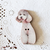 ティーカップ プードル 犬 フランス 製 木製ボタン アトリエ ボヌール ドゥ ジュール 小物 雑貨 パタミン ボタン 刺繍 ハンドメイド_画像1