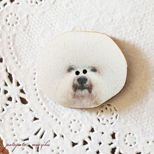  ビジョンフリーゼ 犬 フランス 製 木製ボタン アトリエ ボヌール ドゥ ジュール 小物 雑貨 パタミン ボタン 刺繍 ハンドメイド