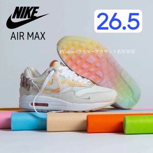 【新品26.5cm】NIKE W AIR MAX 1 '87 エアマックス 1 ホワイト/メタリックシルバー/ペイズリー柄
