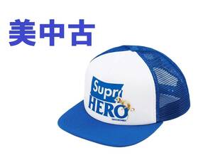 【￥100～美中古 即決あり】Supreme×ANTIHERO Mesh Back 5-Panel Royal／アンタイヒーロー メッシュバック5パネルキャップ 青