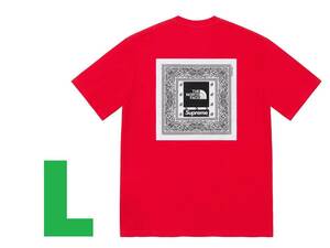 【￥100～中古 即決あり】Supreme 22/SS Supreme×The North Face Bandana Tee L Red／ノース・フェイス バンダナTシャツ 赤