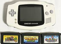 GBA ゲームボーイアドバンス 本体 ホワイト AGB-001 Nintendo ニンテンドー 任天堂 ソフト3本付き 通電 動作確認済 ジャンク_画像1