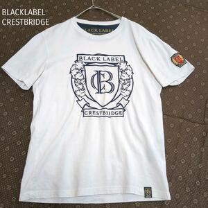 美品/Mサイズ ブラックレーベルクレストブリッジ BLACK LABELCRESTBRIDGE ビッグロゴ 刺繍ロゴ 春夏 サマー Tシャツ ホワイト 白 メンズ