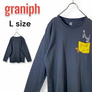 graniph グラニフ トムとジェリー コラボ 長袖Tシャツ ユニセックス Lサイズ グレー