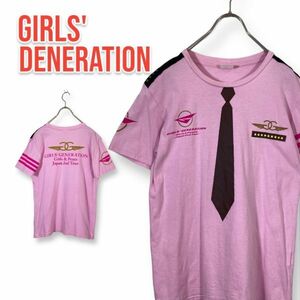 【レア】少女時代 GIRLS' GENERATION 半袖 Tシャツ ピンク ジャパンツアー ネクタイTシャツ