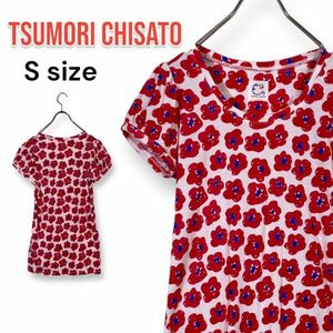 TSUMORI CHISATO Tsumori Chisato цветочный принт общий рисунок короткий рукав футболка рубашка туника хлопок искусственный шелк cut and sewn tops симпатичный анонимность рассылка 