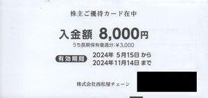 西松屋チェーン 株主優待カード 8000円分 有効期限：2024年11月14日 普通郵便・ミニレター対応可