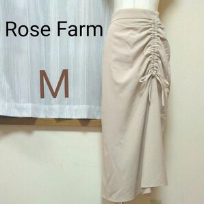 Rose Farm しまむら ドロスト シャーリング ロングスカート ベージュ Mサイズ ローズファーム バックゴム マキシ 美品