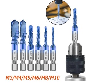 HSS 高速度鋼 タップドリルビット チタンコーティング M3 M4 M5 M6 M8 M10 5本セット