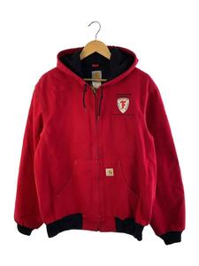 Carhartt◆ダックアクティブパーカー/firestoneワッペン/コットン/RED