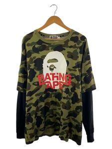 A BATHING APE◆長袖Tシャツ/L/コットン/KHK/カモフラ/001LTI301013M