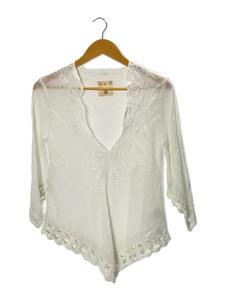 SHARE SPIRIT* race /7 minute sleeve blouse /36/linen/ white /SFS1205