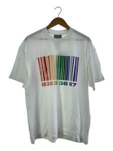 VTMNTS◆barcode-print crew-neck T-shirt/Tシャツ/M/コットン/WHT/プリント