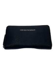 EMPORIO ARMANI◆長財布/レザー/BLK/無地/メンズ/Y020V