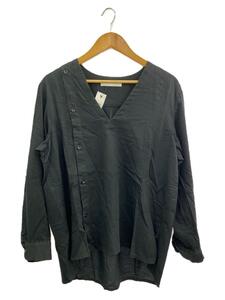 ETHOSENS◆長袖シャツ/V NECK PULLOVER SHIRT/2/コットン/BLK/E119-206