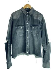 doublet◆CUT OFF OVERSIZED DENIM SHIRT/長袖シャツ/M/コットン/グレイ