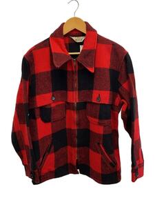 Woolrich◆ジャケット/L/ウール/RED/チェック/70s/TALONジップ