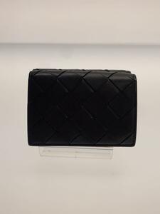 BOTTEGA VENETA◆3つ折り財布/レザー/BLK/メンズ//