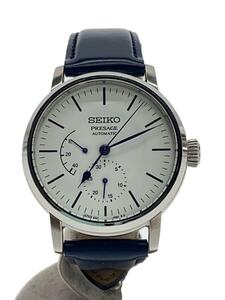 SEIKO◆自動巻腕時計/アナログ/レザー/WHT/NVY/6R35-01E0//