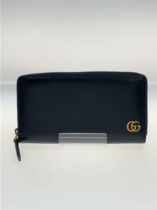 GUCCI◆長財布_GGマーモント/-/BLK/メンズ