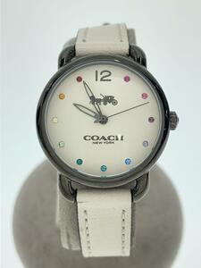 COACH◆クォーツ腕時計/アナログ/レザー/WHT/WHT/SS/CA.97.7.34.1473