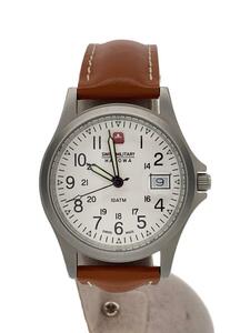 SWISS MILITARY WATCH◆クォーツ腕時計/アナログ/レザー/WHT/BRW/05304M