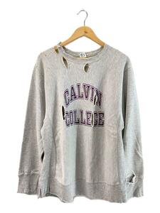 Champion◆80S/RW/CALVIN COLLEGE/ラバープリント/スウェット/XL/コットン/GRY/プリント