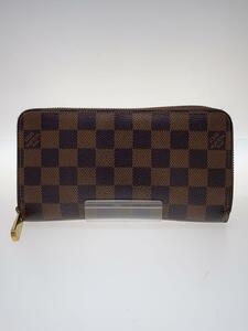 LOUIS VUITTON◆1)ジッピー・ウォレット_ダミエ・エベヌ_BRW/PVC/BRW/メンズ/小銭入れ内側剥げ有