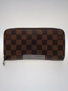 LOUIS VUITTON◆1)ジッピー・ウォレット_ダミエ・エベヌ_BRW/PVC/BRW/メンズ/ファスナープル色剥げ有