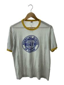 Hanes◆70s/リンガーT/Tシャツ/L/コットン/WHT/プリント/american school