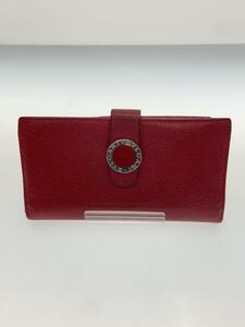 BVLGARI◆長財布/レザー/RED/レディース