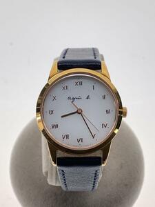 agnes b.* solar wristwatch / analogue / leather /NVY/NVY/V117-KNY0