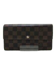 LOUIS VUITTON◆ポシェット・ポルト・モネ・カルトクレディ_ダミエ・エベヌ_BRW/長財布/N61724/総柄//